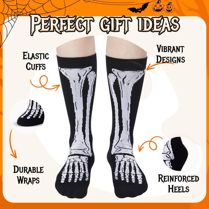 Zmart Halloween Gifts - Halloween Socks for Teens Adults, Knee Skeleton Socks Kids - Image 2